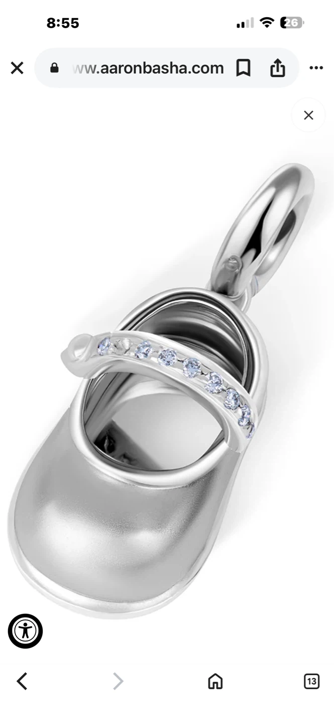 Aaron Basha 18kt Gold Baby Shoe Charm with Diamonds