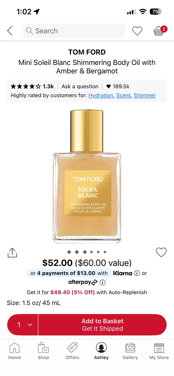 TOM FORD Mini Soleil Blanc Shimmering Body Oil - photo 3