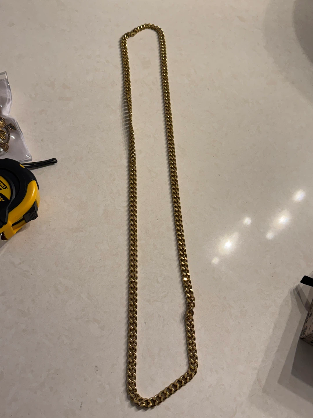 Gold Tone Cuban Link Chain Necklace