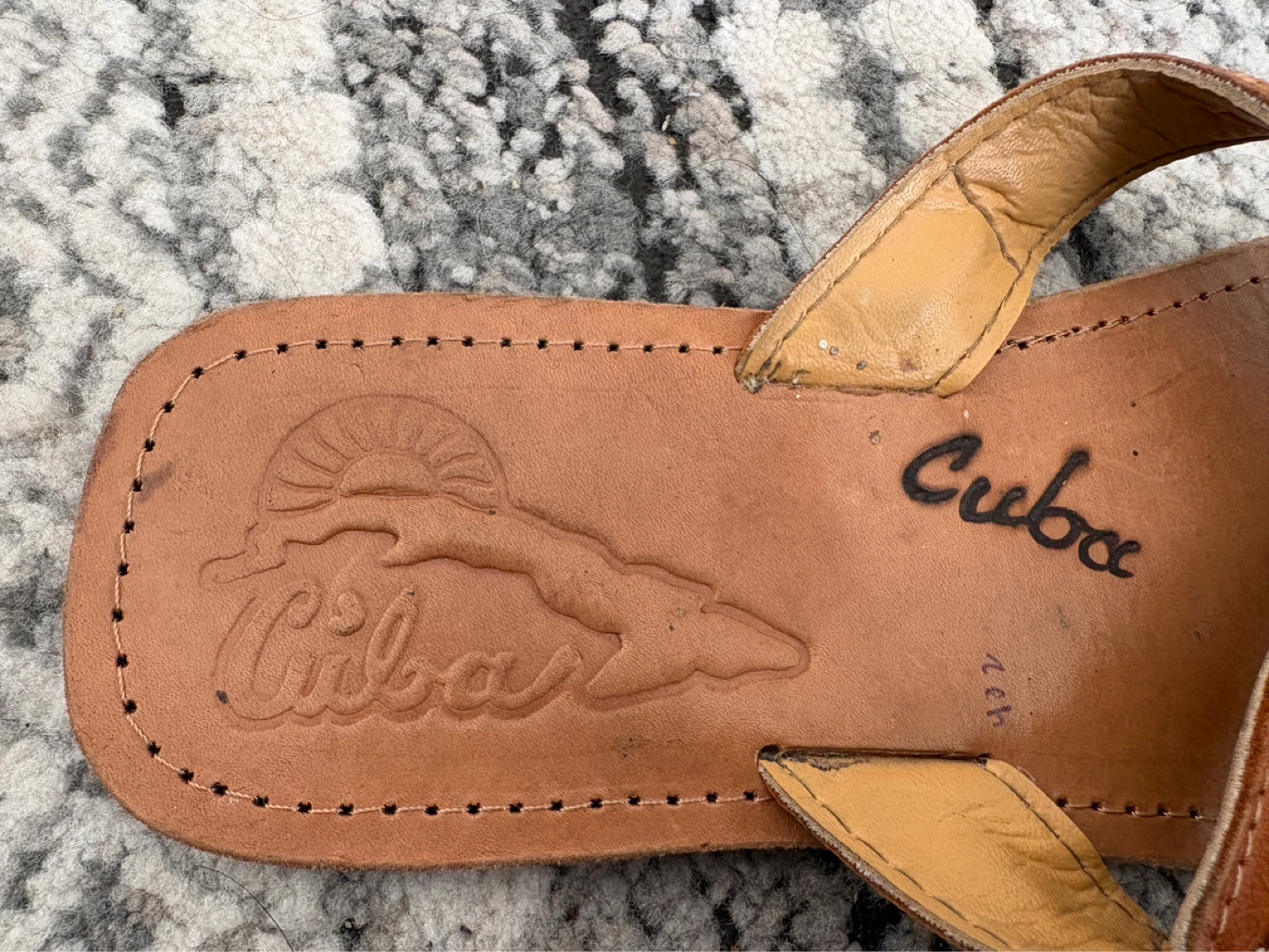 Cuba Flip Flops - Brown Leather with Floral Detail - photo 5