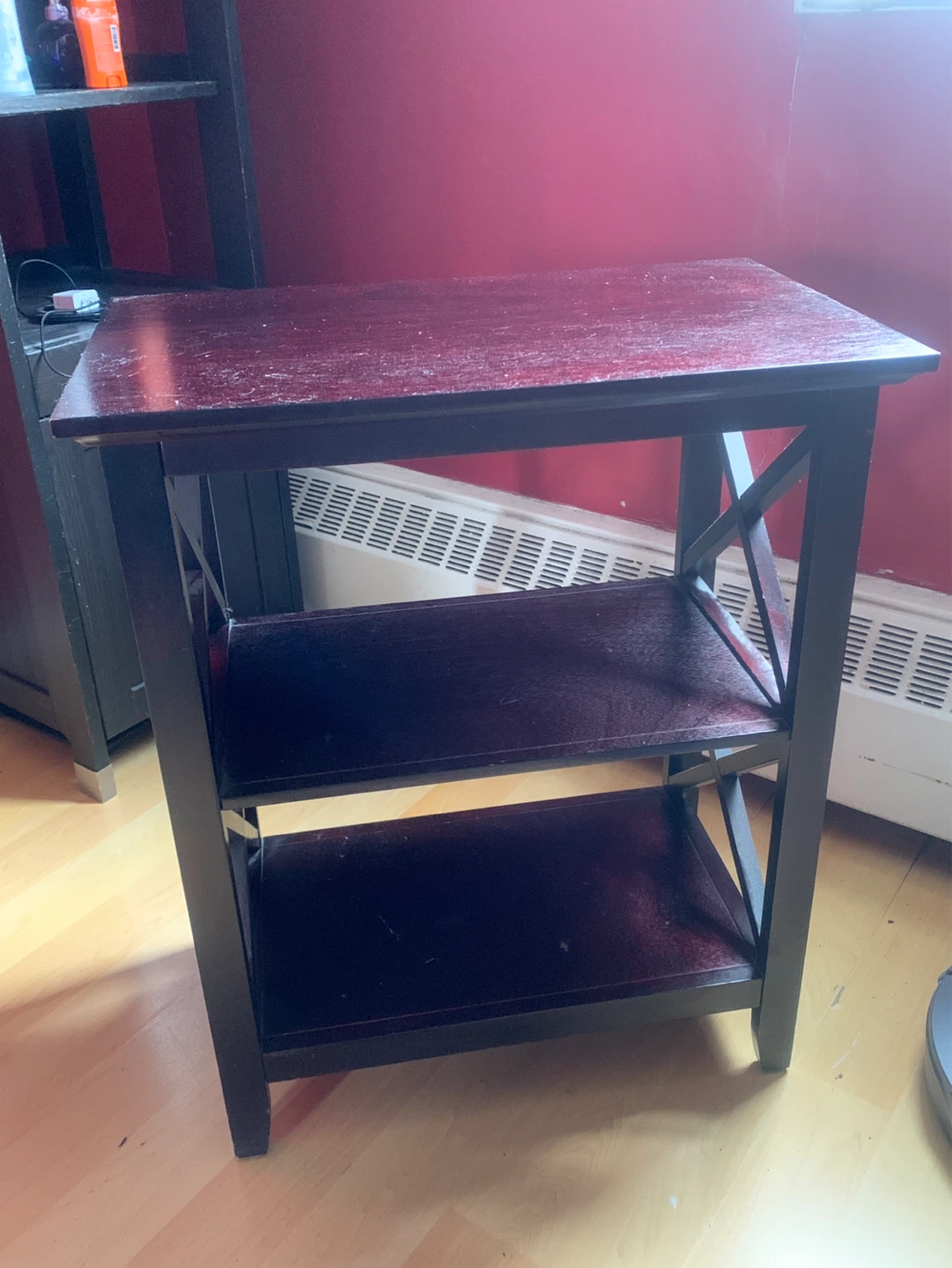 Dark Wood 3-Tier Side Table