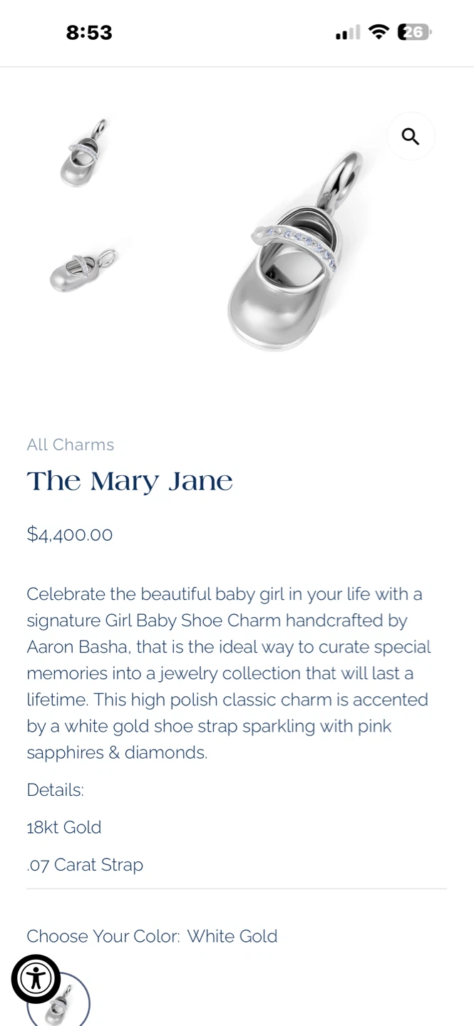 Aaron Basha 18kt Gold Baby Shoe Charm with Diamonds - photo 2