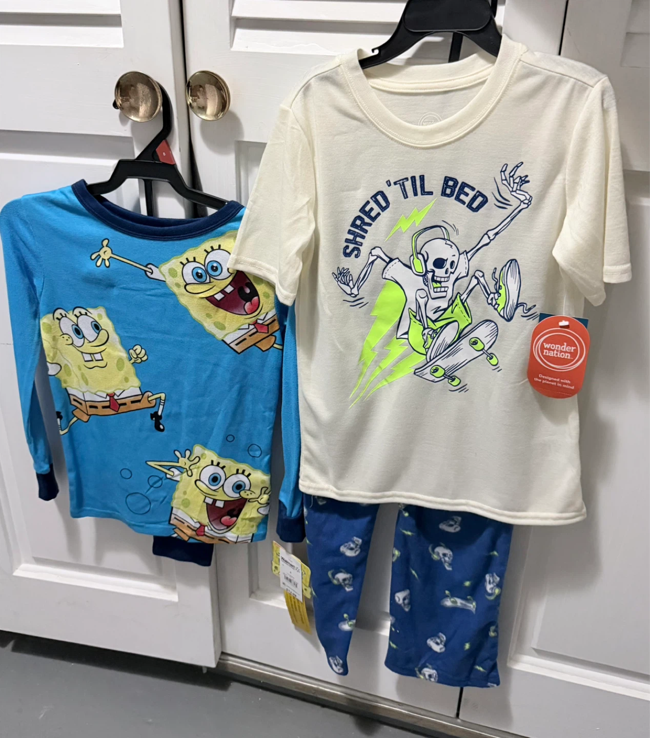 Wonder Nation Spongebob & Skater Skeleton Pajama Set