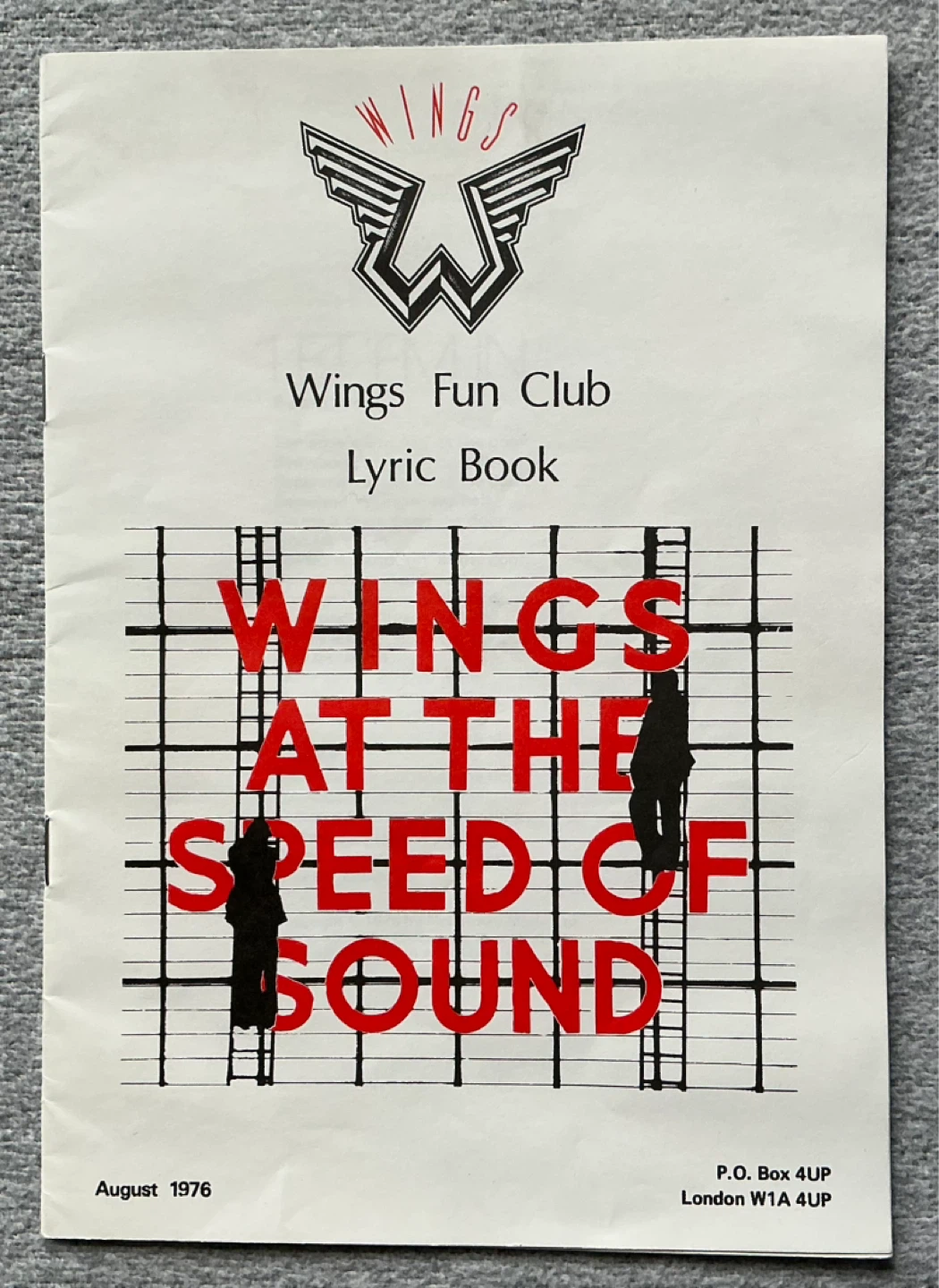 Wings Fun Club Lyric Book - August 1976