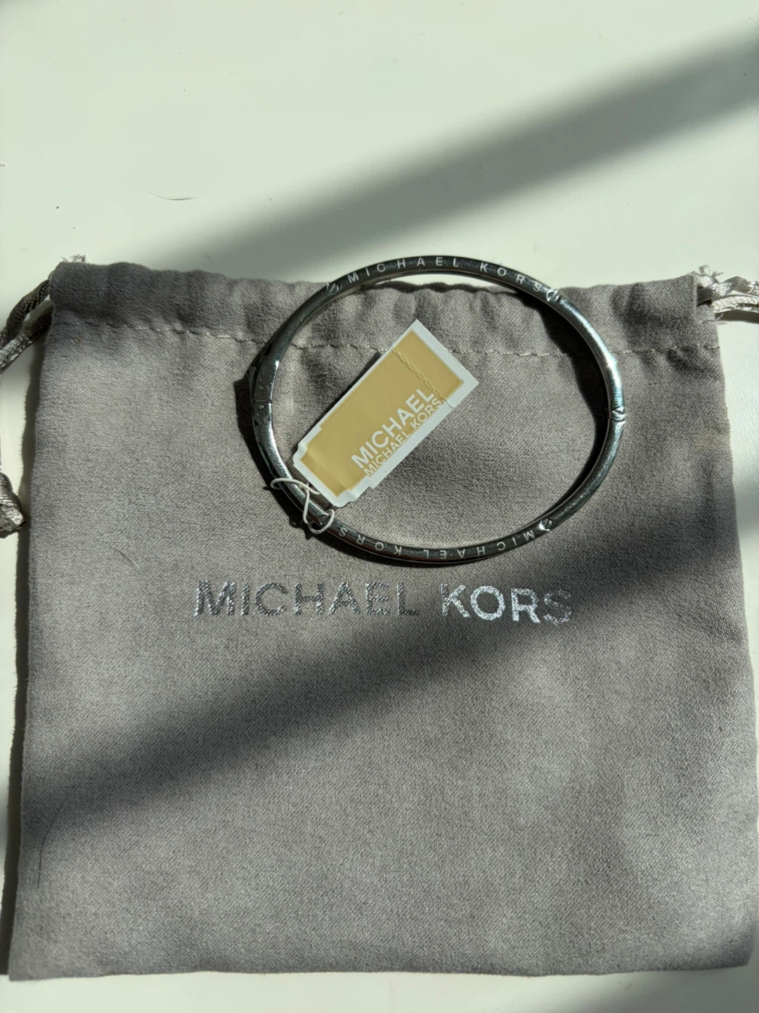 Michael Kors Silver Tone Bangle with Crystals