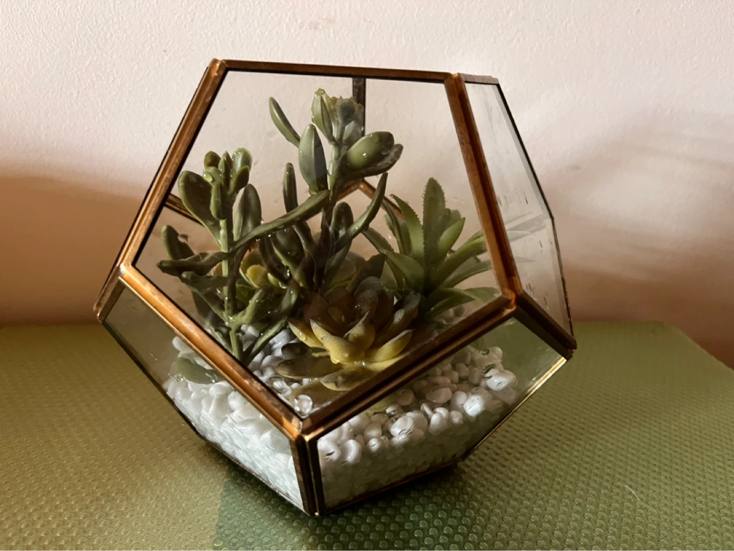 Geometric Terrarium with Faux Succulents