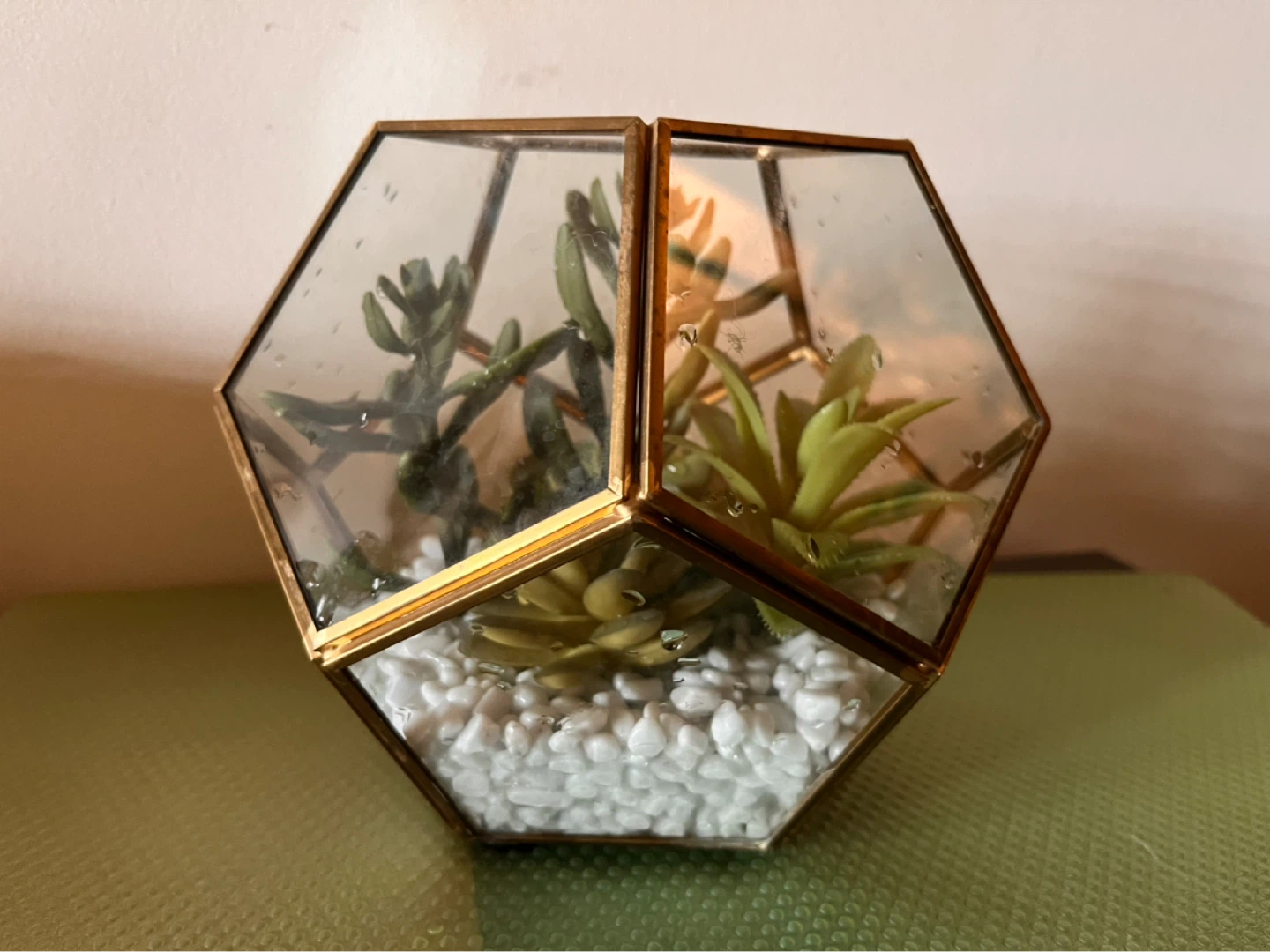 Geometric Terrarium with Faux Succulents - photo 2