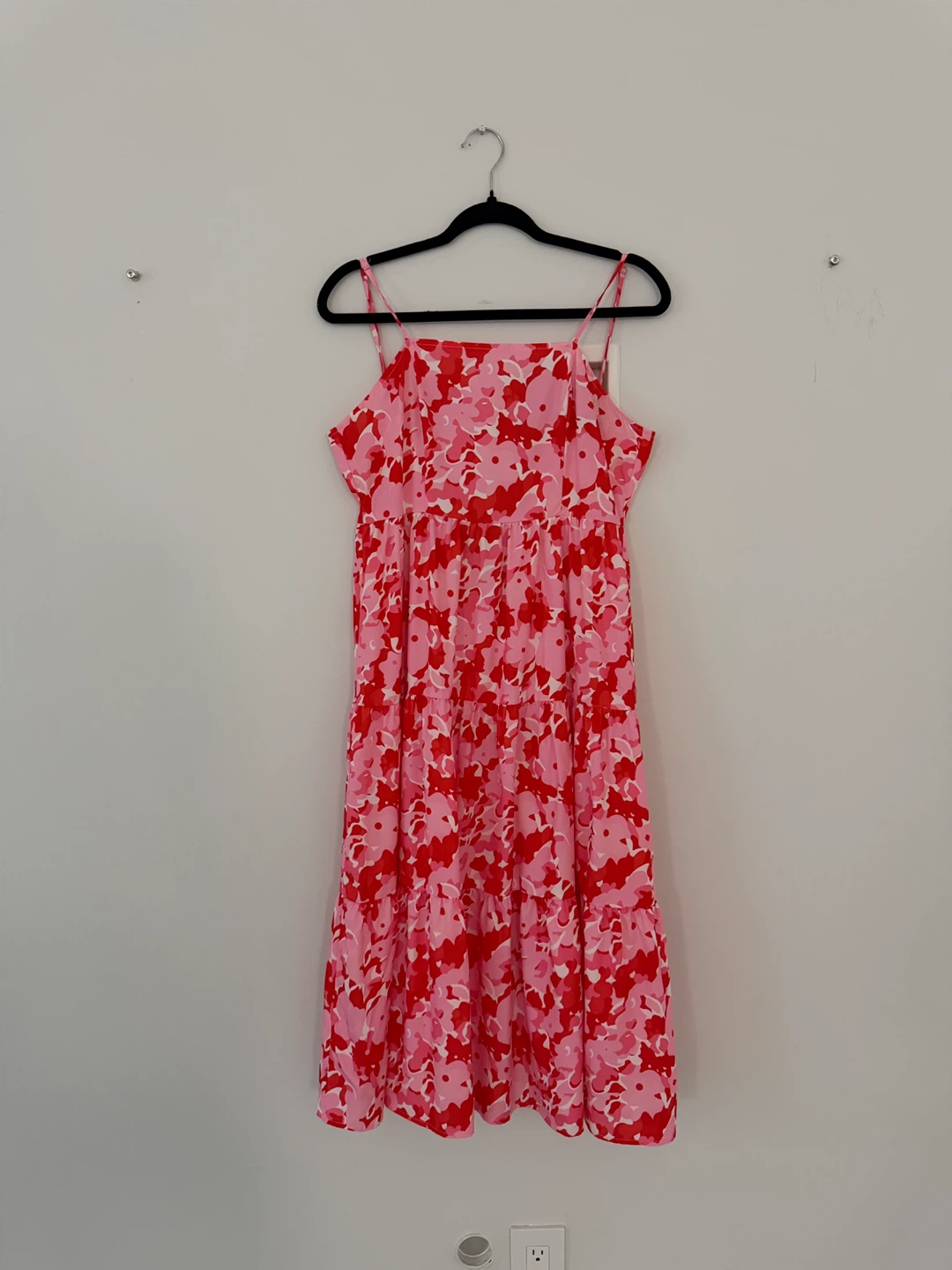 Pink and Red Floral Midi Dress