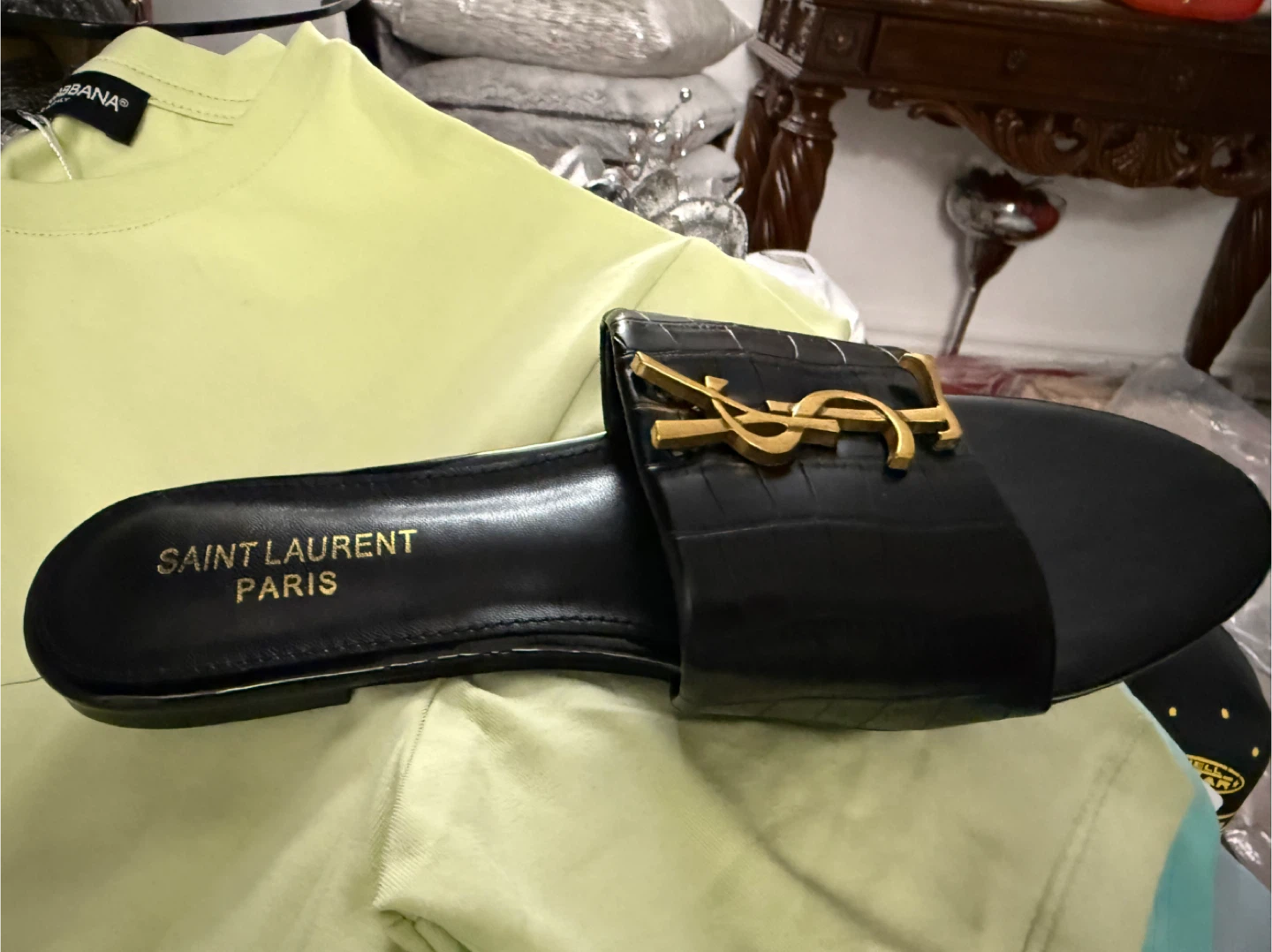 Saint Laurent Paris Slip-On Slides