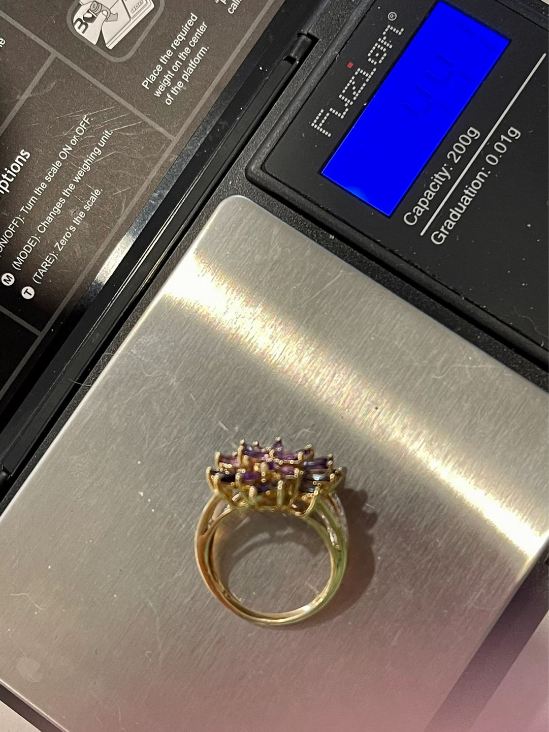 10k solid gold Tanzanite Amethyst and diamonds - photo 2
