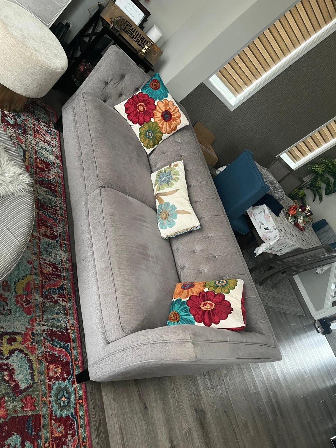 Grey Tufted Sofa three seater and two seater