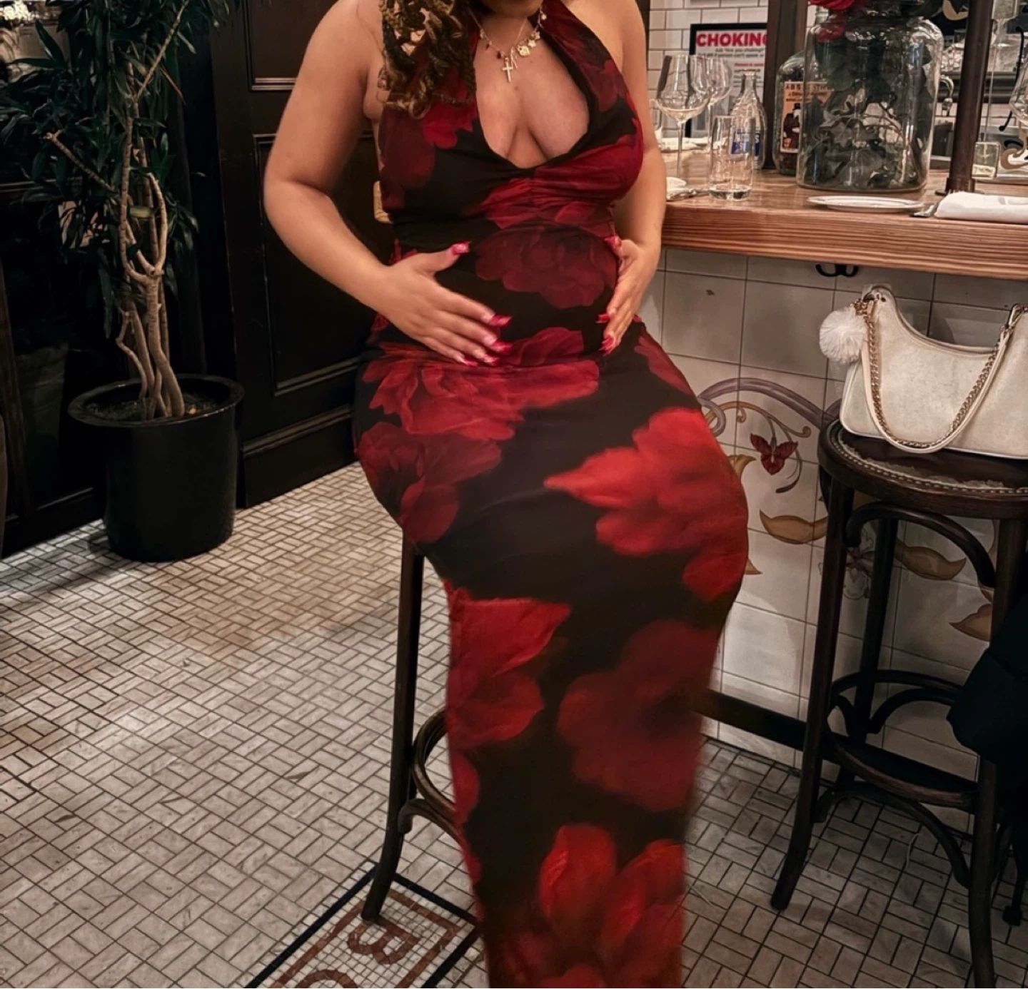 Windsor Black & Red Floral Print Maxi Dress