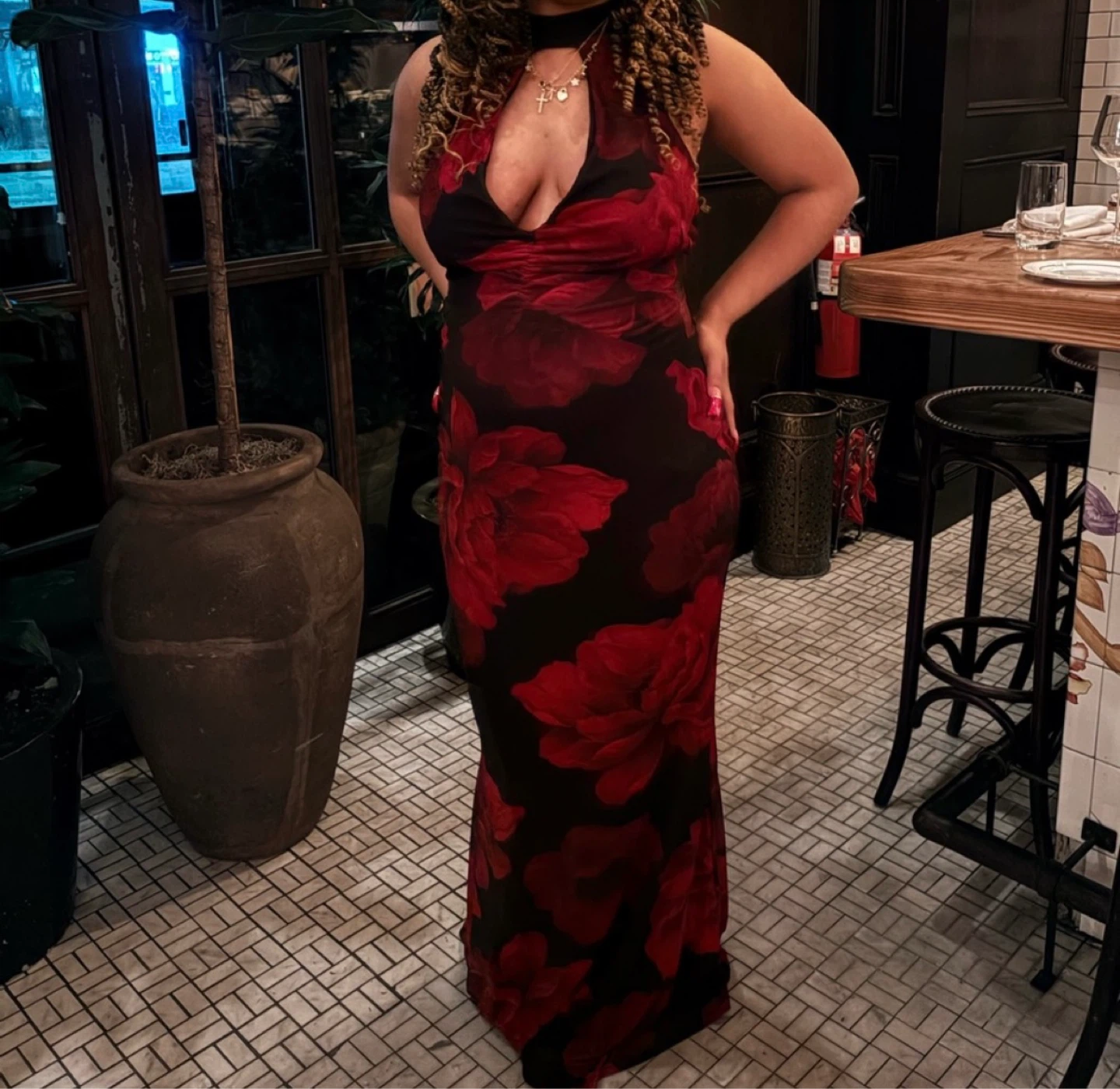 Windsor Black & Red Floral Print Maxi Dress - photo 2