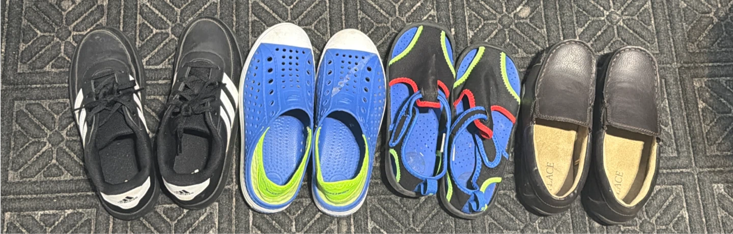 Boys shoes (outdoor, swim, dress shoes)