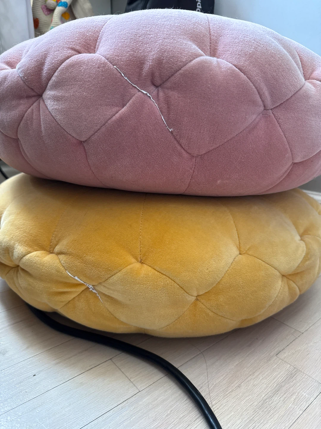 Pink Velvet Tufted Round Floor Pillow - photo 4