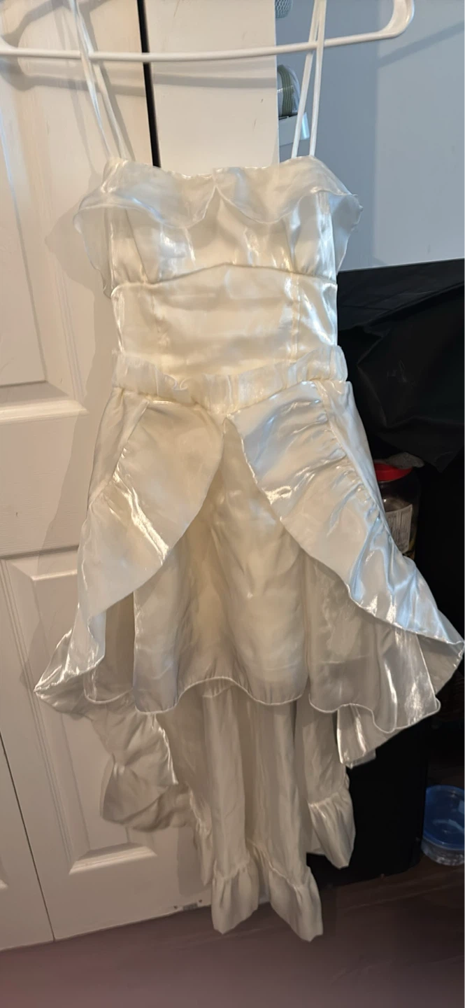 White Formal Dress with Ruffles - photo 2