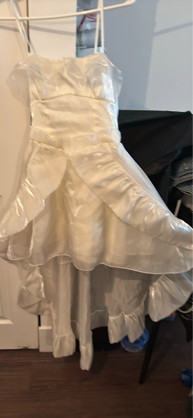 White Formal Dress with Ruffles