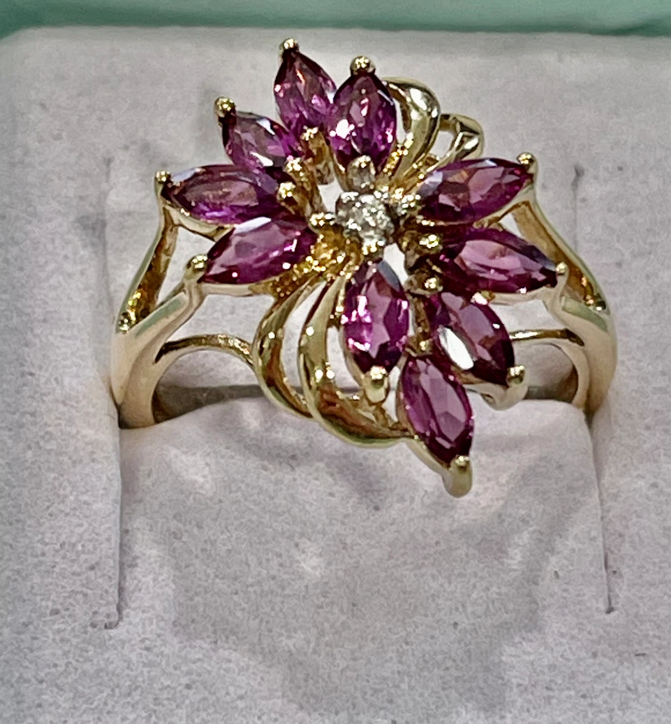 Marquis cut Tourmaline and diamonds