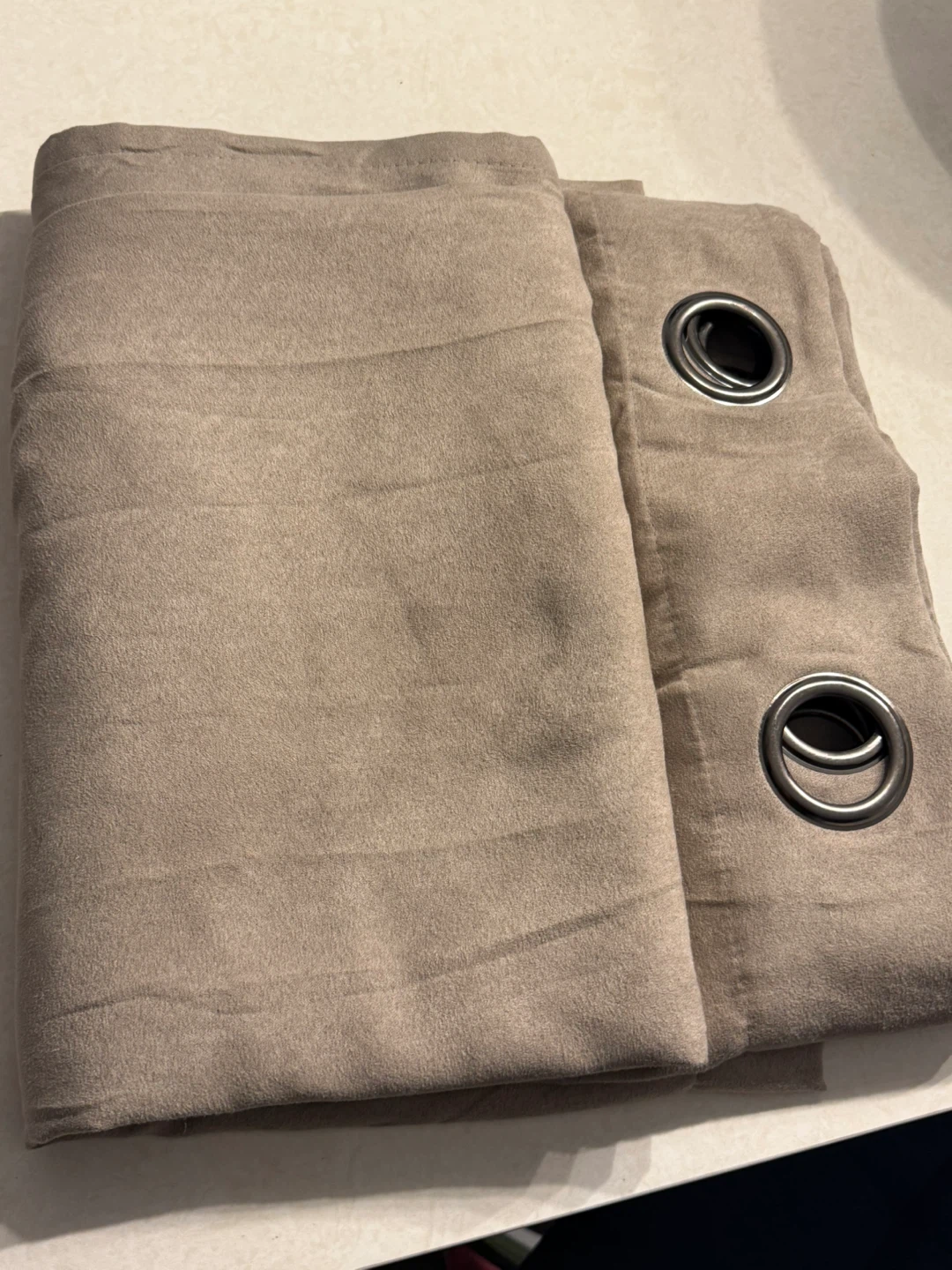 Set of 3 Taupe Grommet Curtains