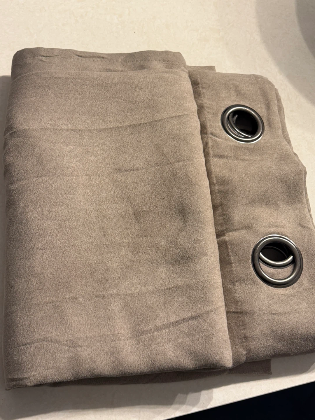 Set of 3 Taupe Grommet Curtains - photo 2