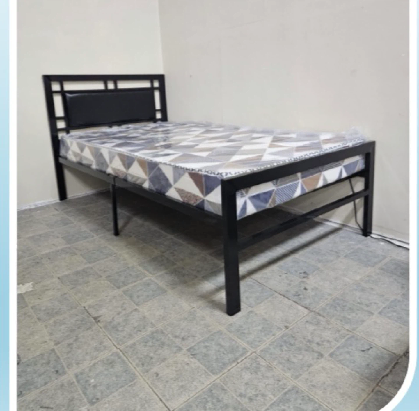 Black Metal Bed Frame with Mattress