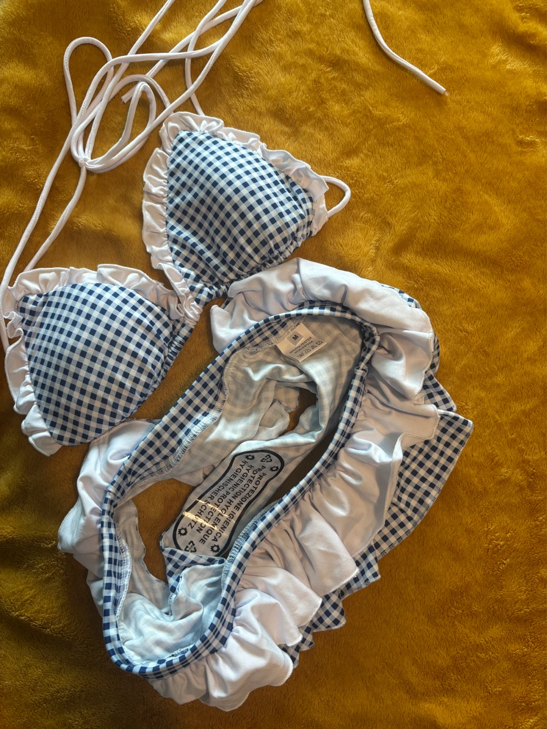 Blue Gingham Bikini with Ruffles - Size Medium - photo 2