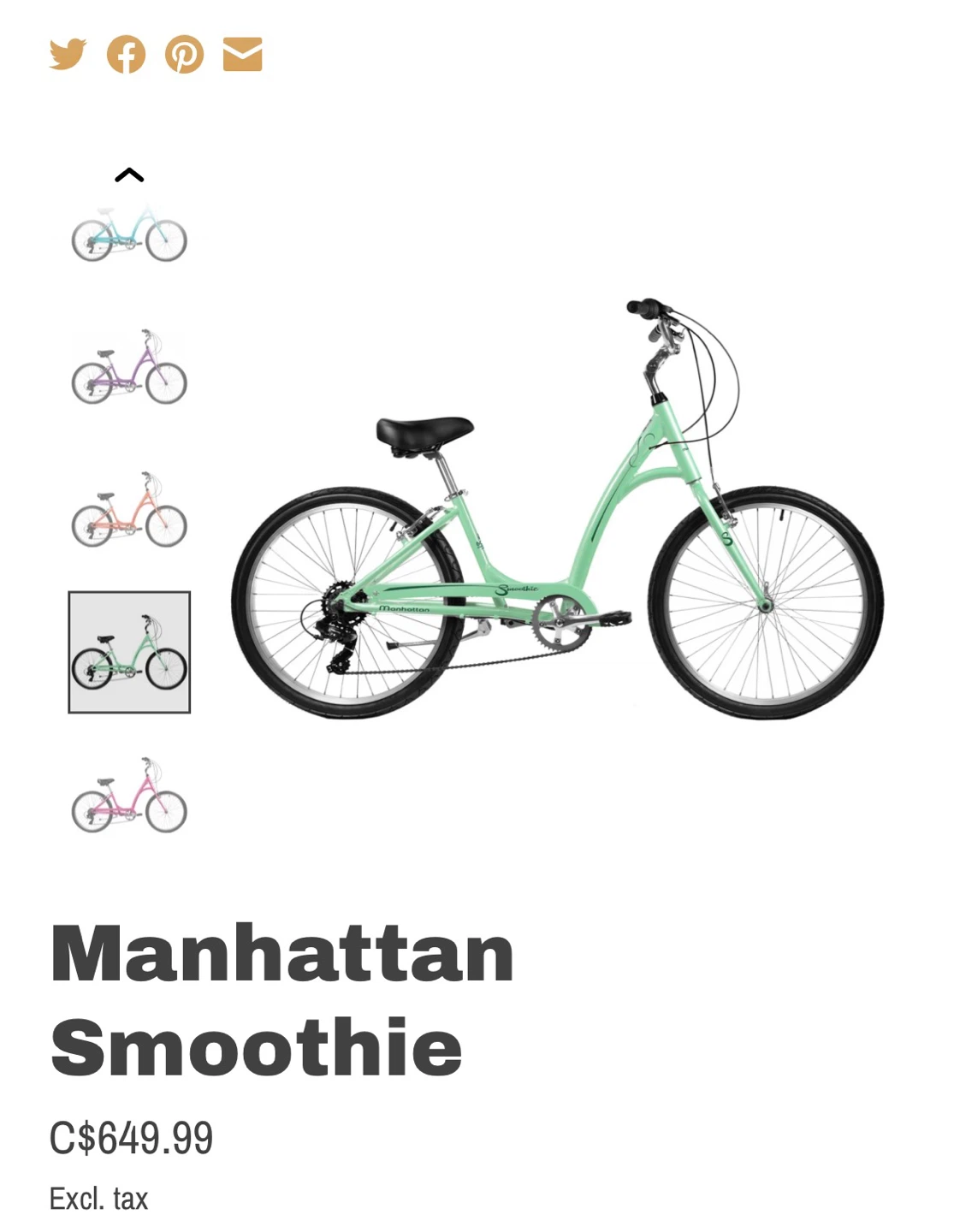 Manhattan Smoothie Cruiser Bike - Mint Green