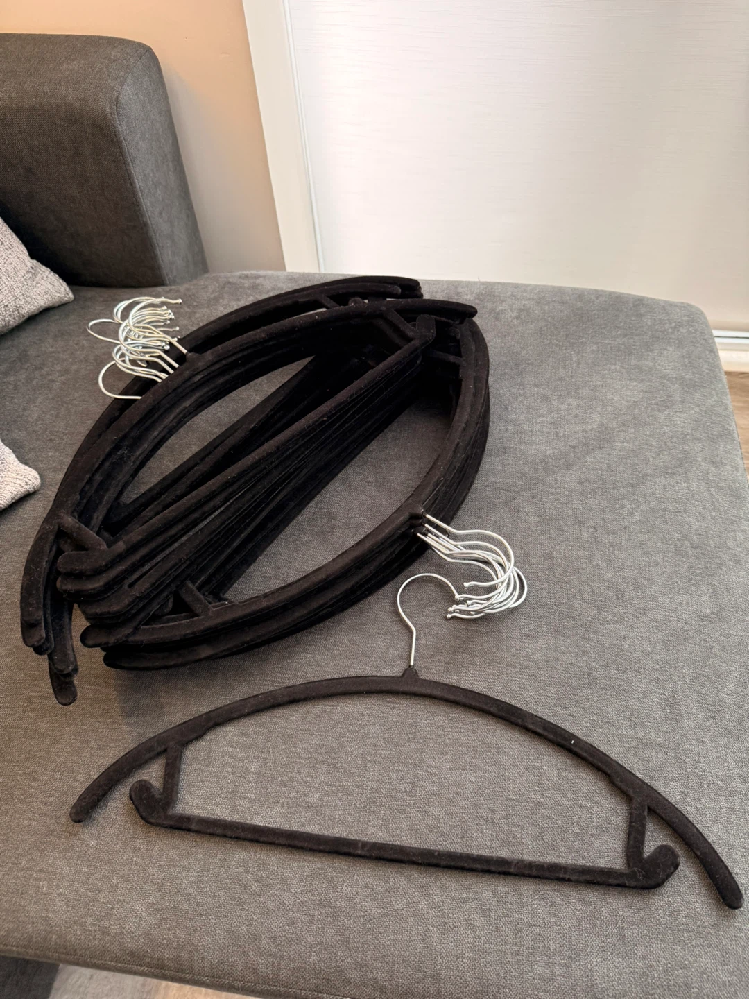 Set of 28 Black Velvet Clothes Hangers