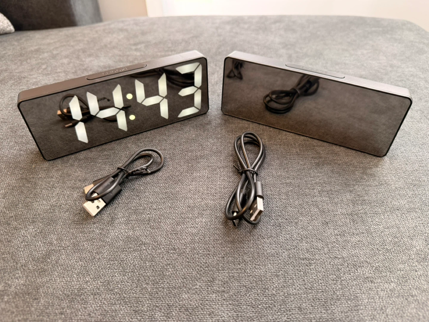 2 Mirror Digital Alarm Clock with USB Charging or AAA batteries