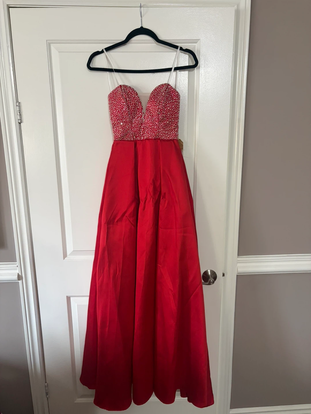 Red Beaded Prom Dress