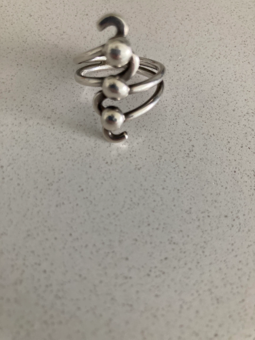 Silver Swirl Ring with Beads