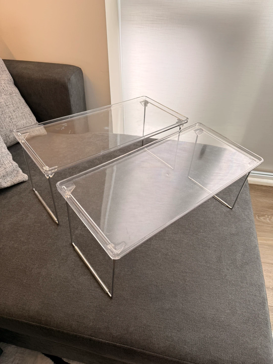 Clear Stackable Shelf Organizers - Set of 2