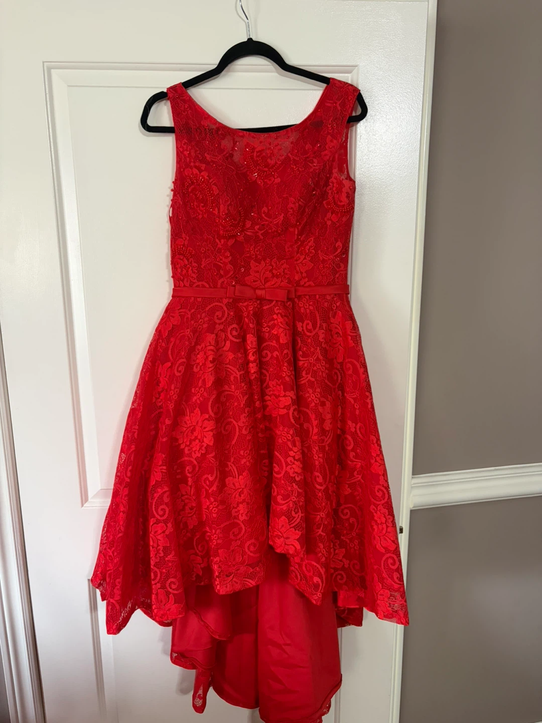 Red Beaded Lace Dress