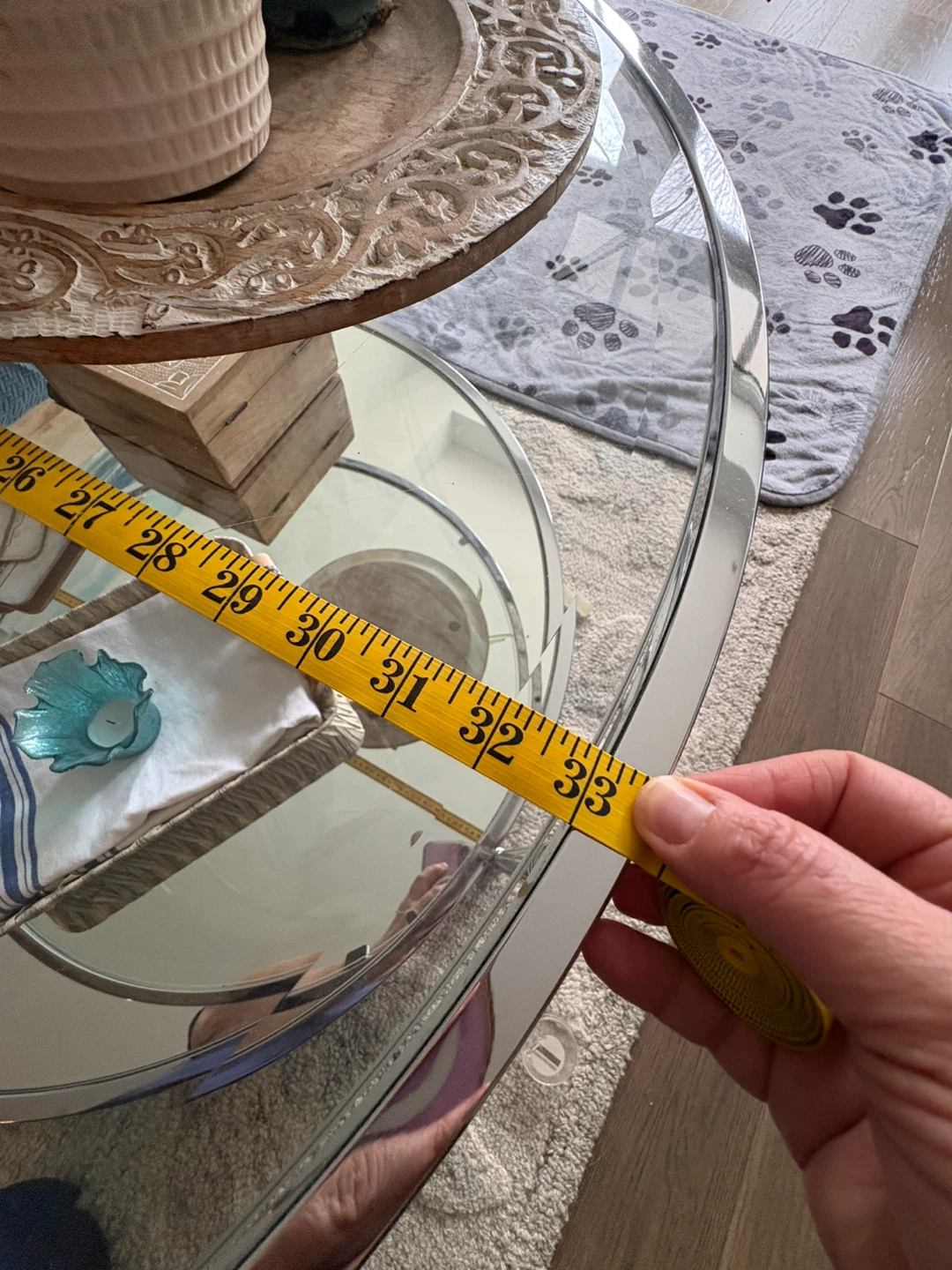 Round Glass Coffee Table with Mirrored Shelf - photo 2