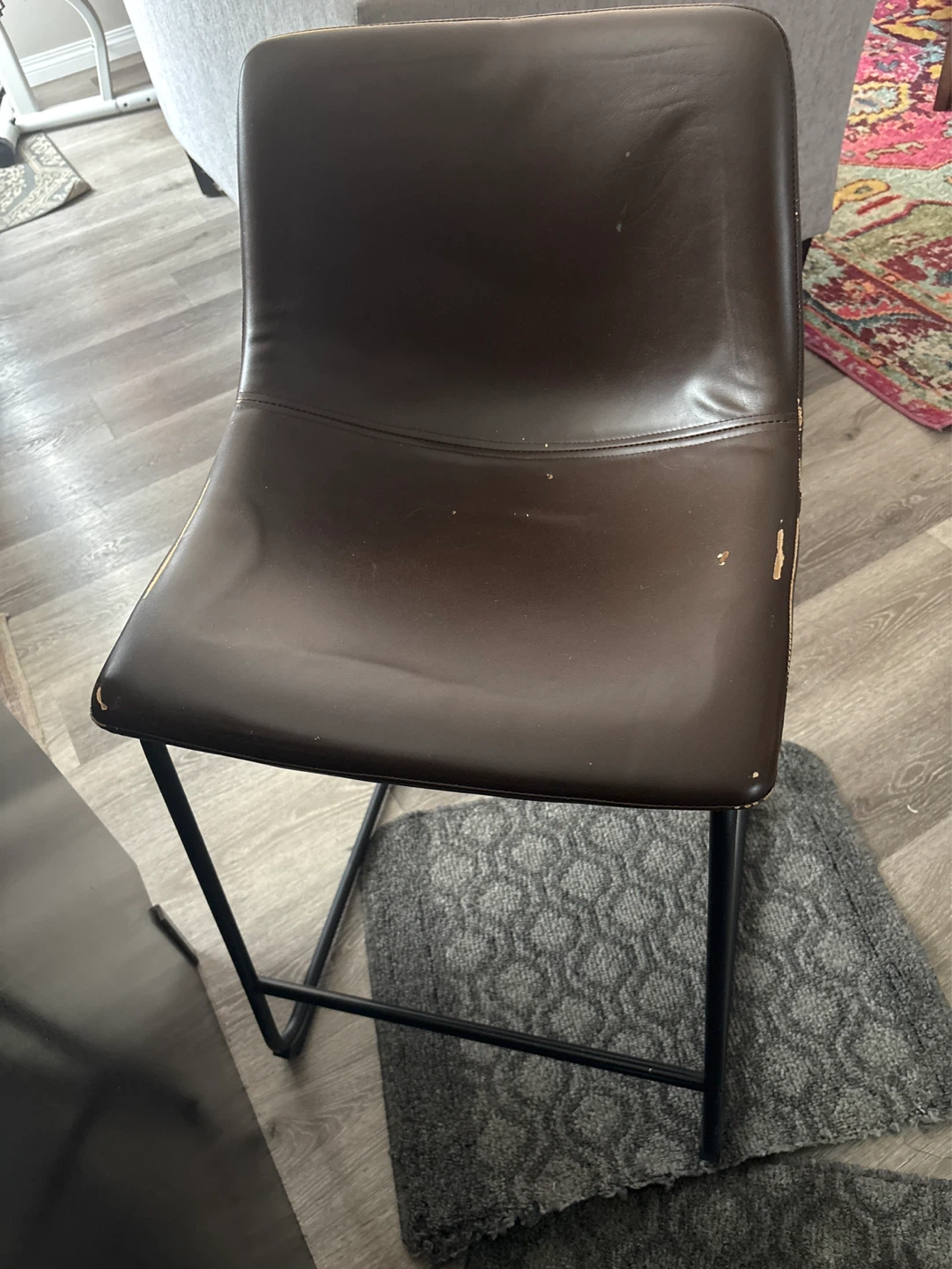 Brown Faux Leather Bar Stool set of 4