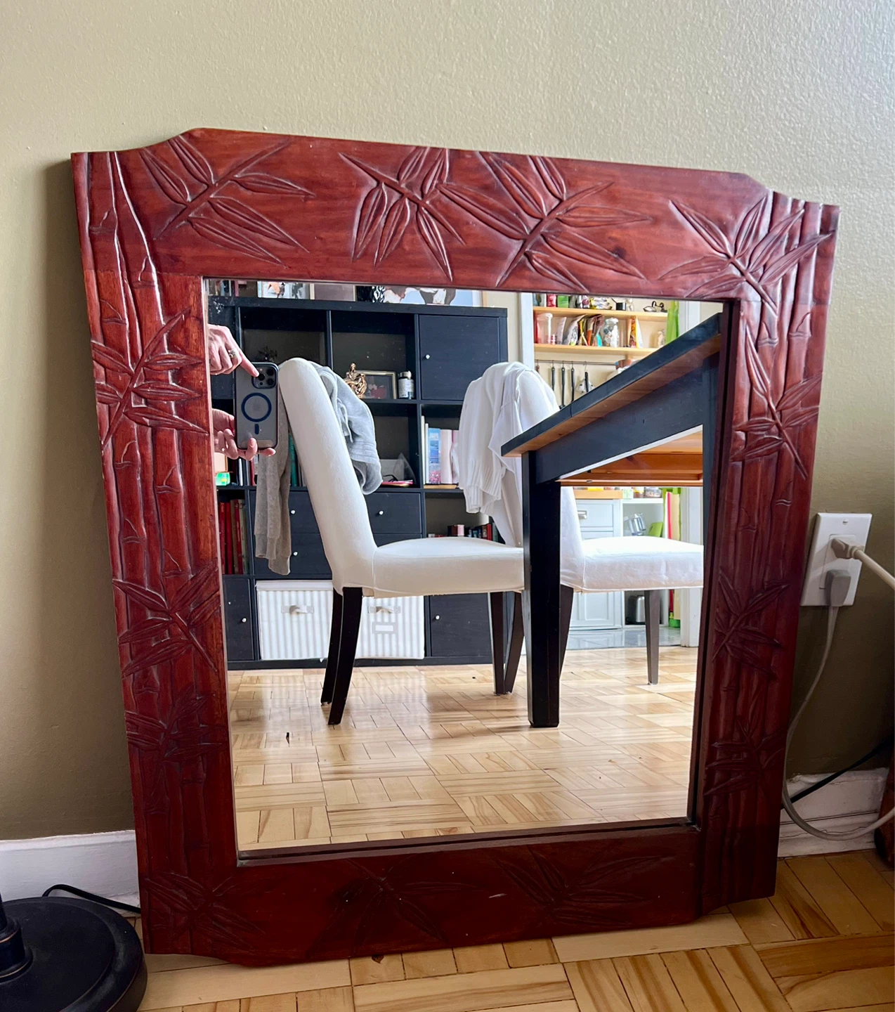 Solid Wood Hand-Carved Mirror – (28x32) - photo 5