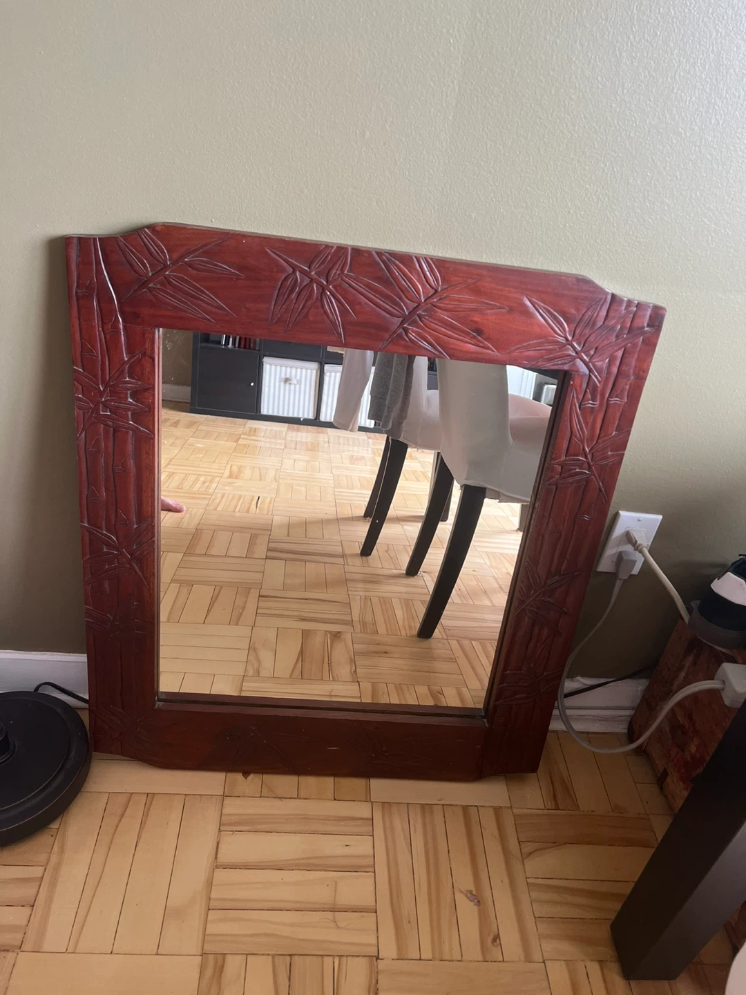 Solid Wood Hand-Carved Mirror – (28x32)