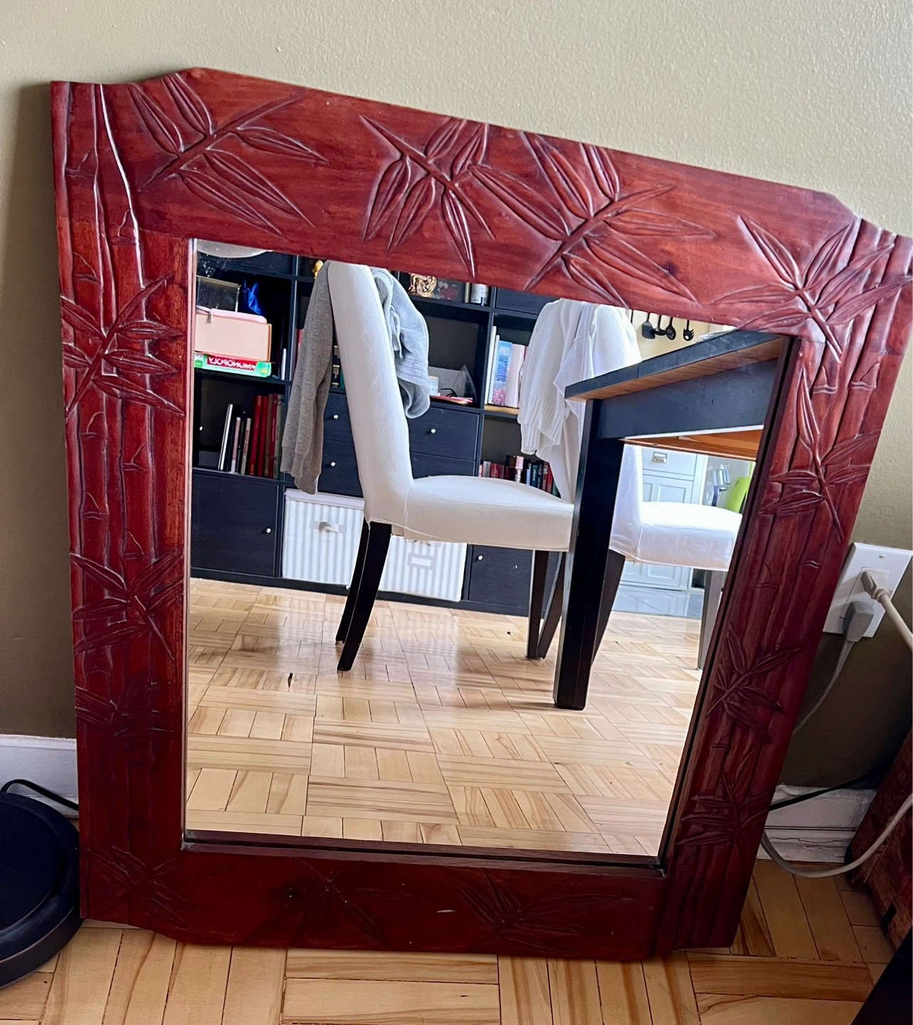 Solid Wood Hand-Carved Mirror – (28x32) - photo 2