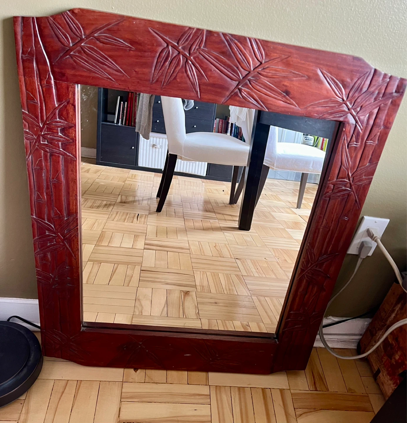 Solid Wood Hand-Carved Mirror – (28x32) - photo 3