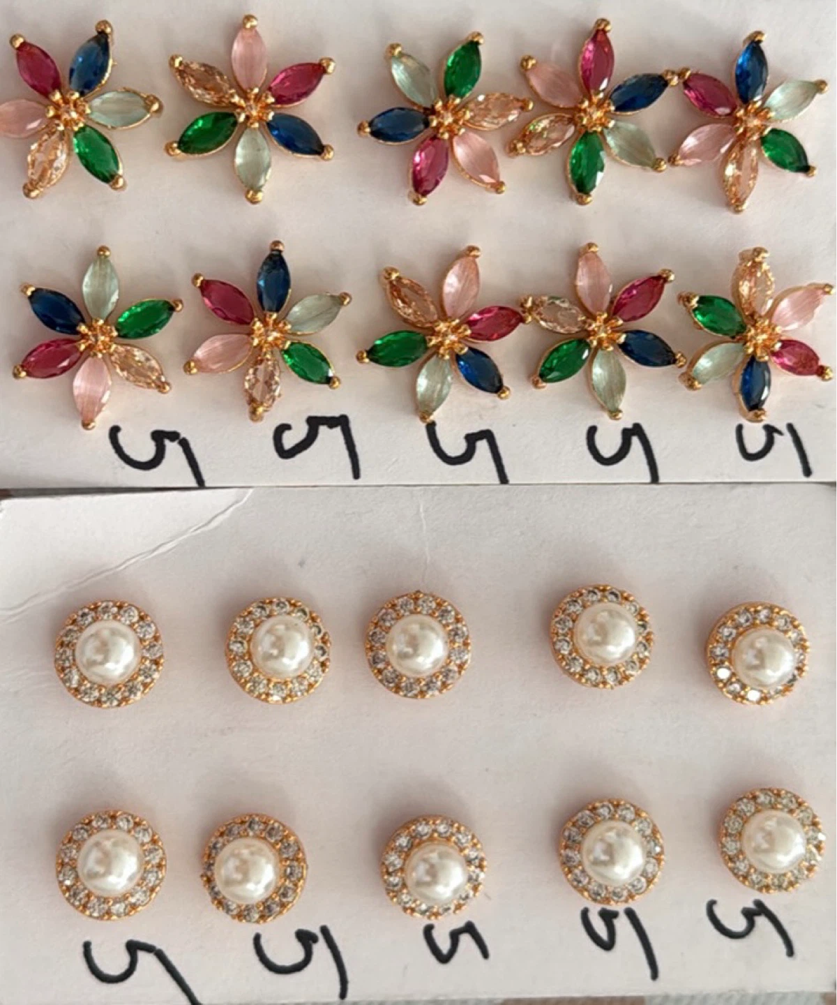 Pearl and Crystal Flower Earrings