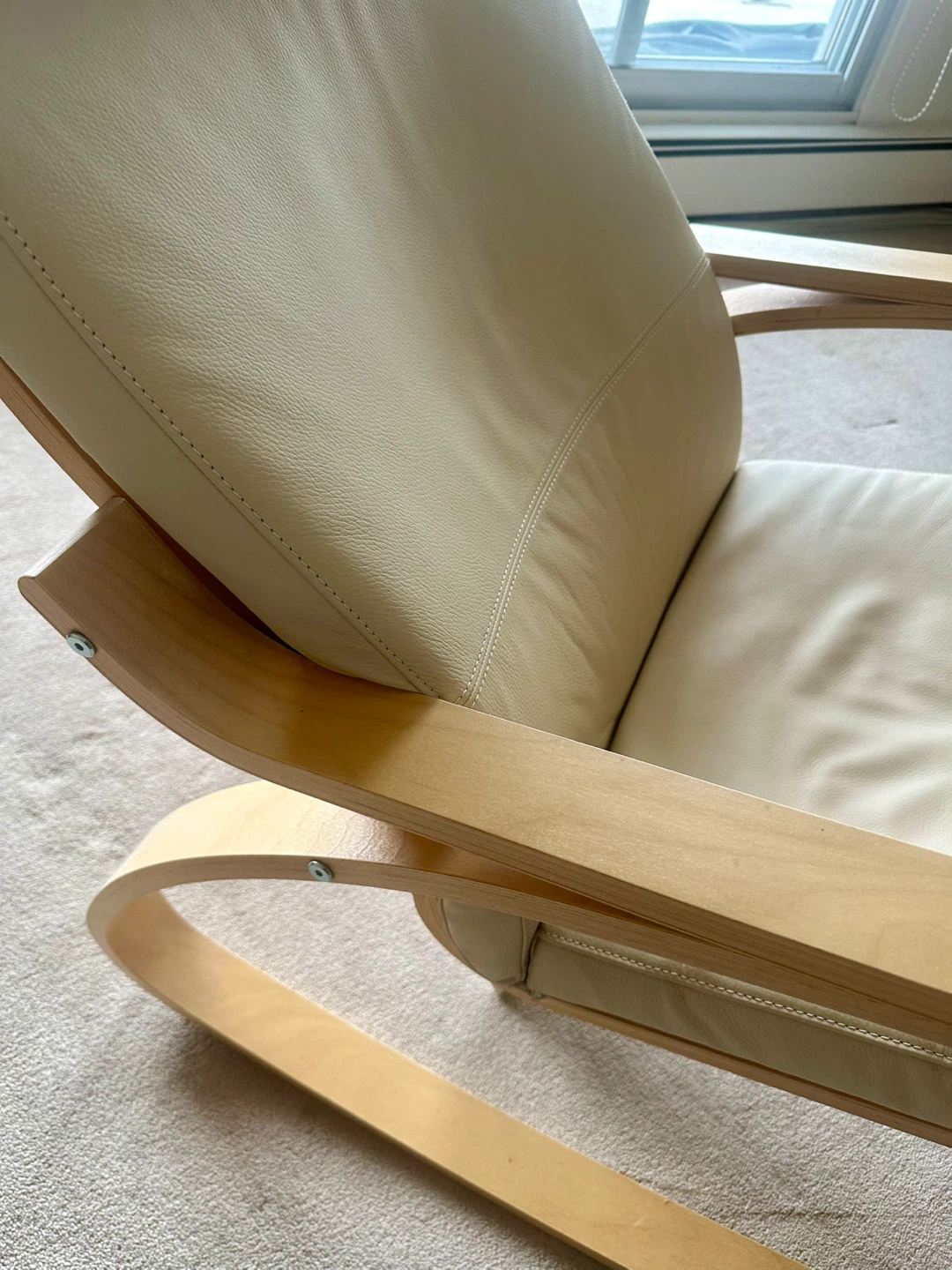 IKEA Rocking Chair 🌱- Cream Leather & Wood - photo 3