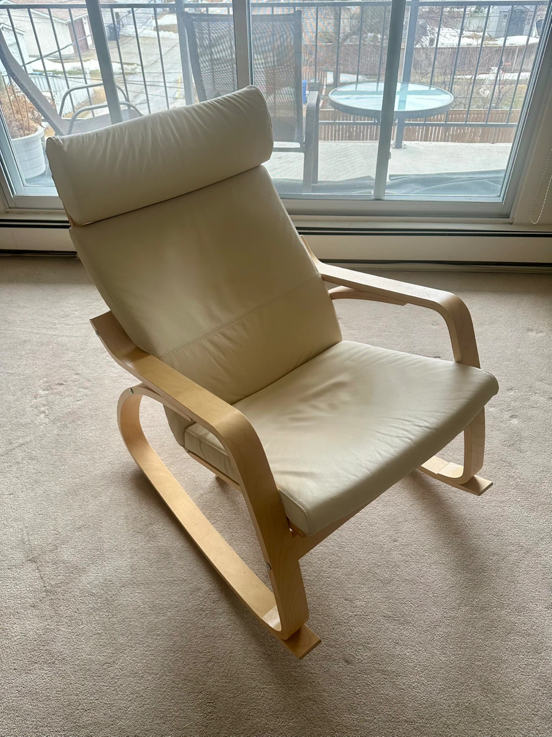 IKEA Rocking Chair 🌱- Cream Leather & Wood