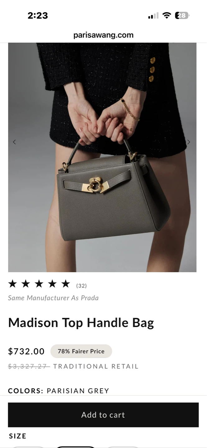 Paris Wang Madison Top Handle Medium Bag - Parisian Grey