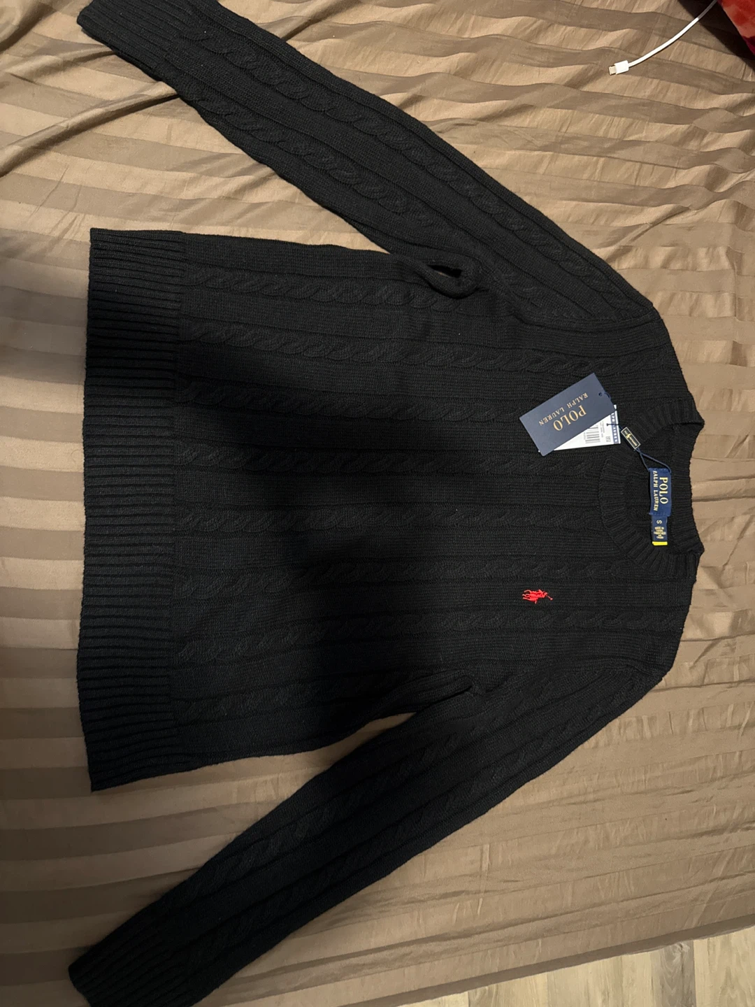 Ralph Lauren Polo Cable Knit Sweater - Black
