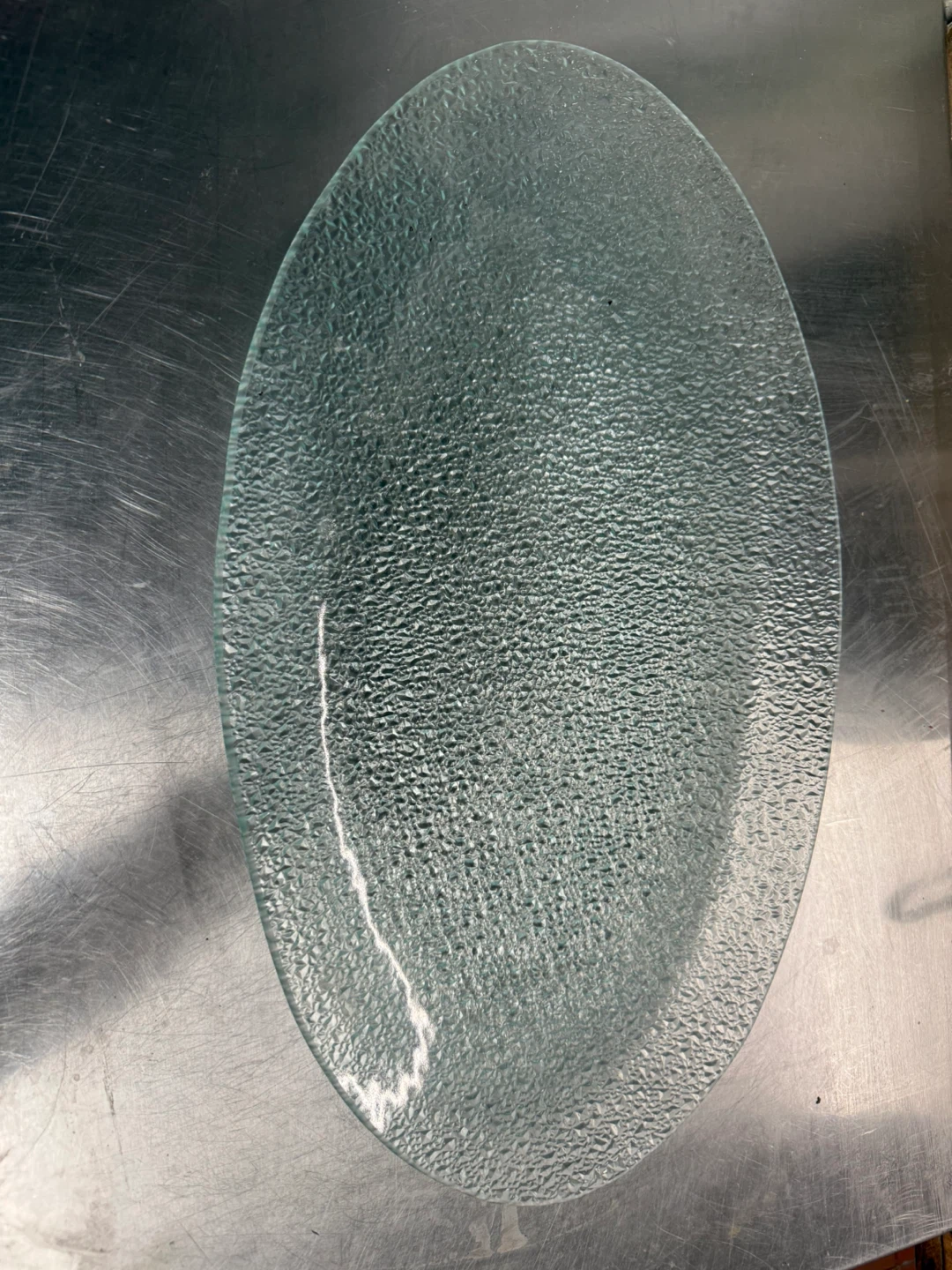 Textured Glass Oval Serving Platter