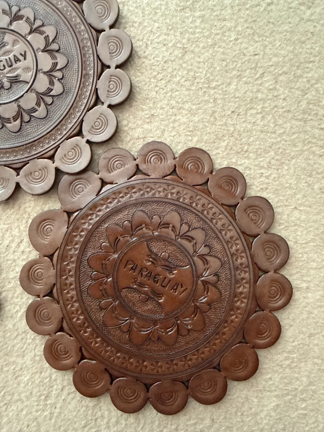 Handmade Leather Decorative Trivets - Paraguay