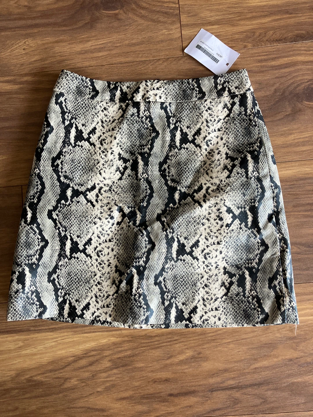 Gray Print Snake Skin Mini Skirt - Size S