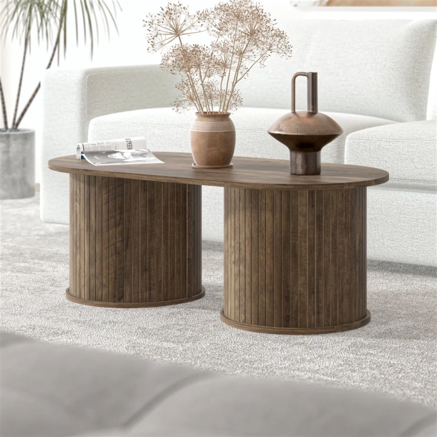Oval Wood Coffee Table - photo 5