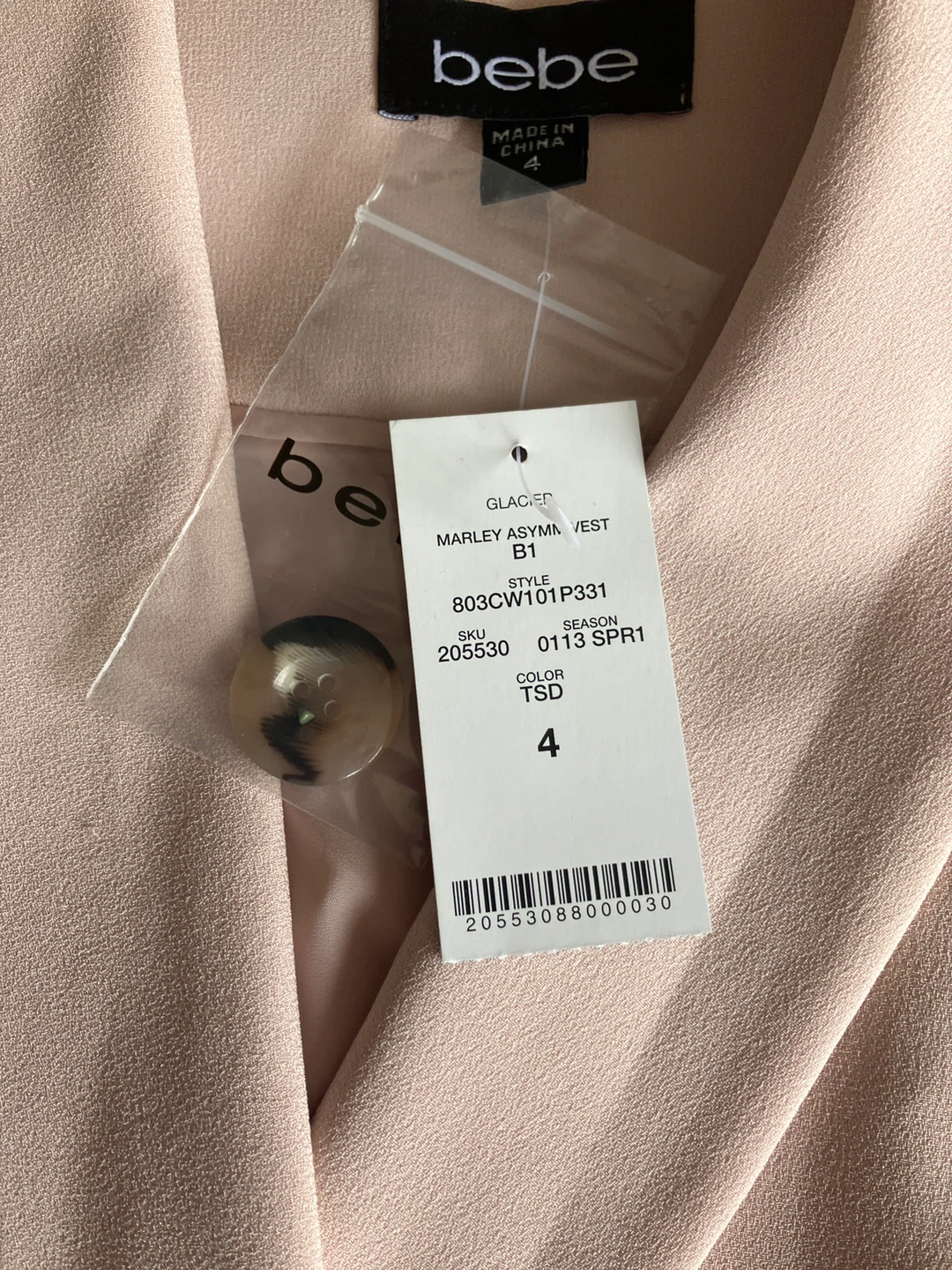 Bebe Women's Marley Asymmetrical Vest - Size 4 - Pink - photo 2