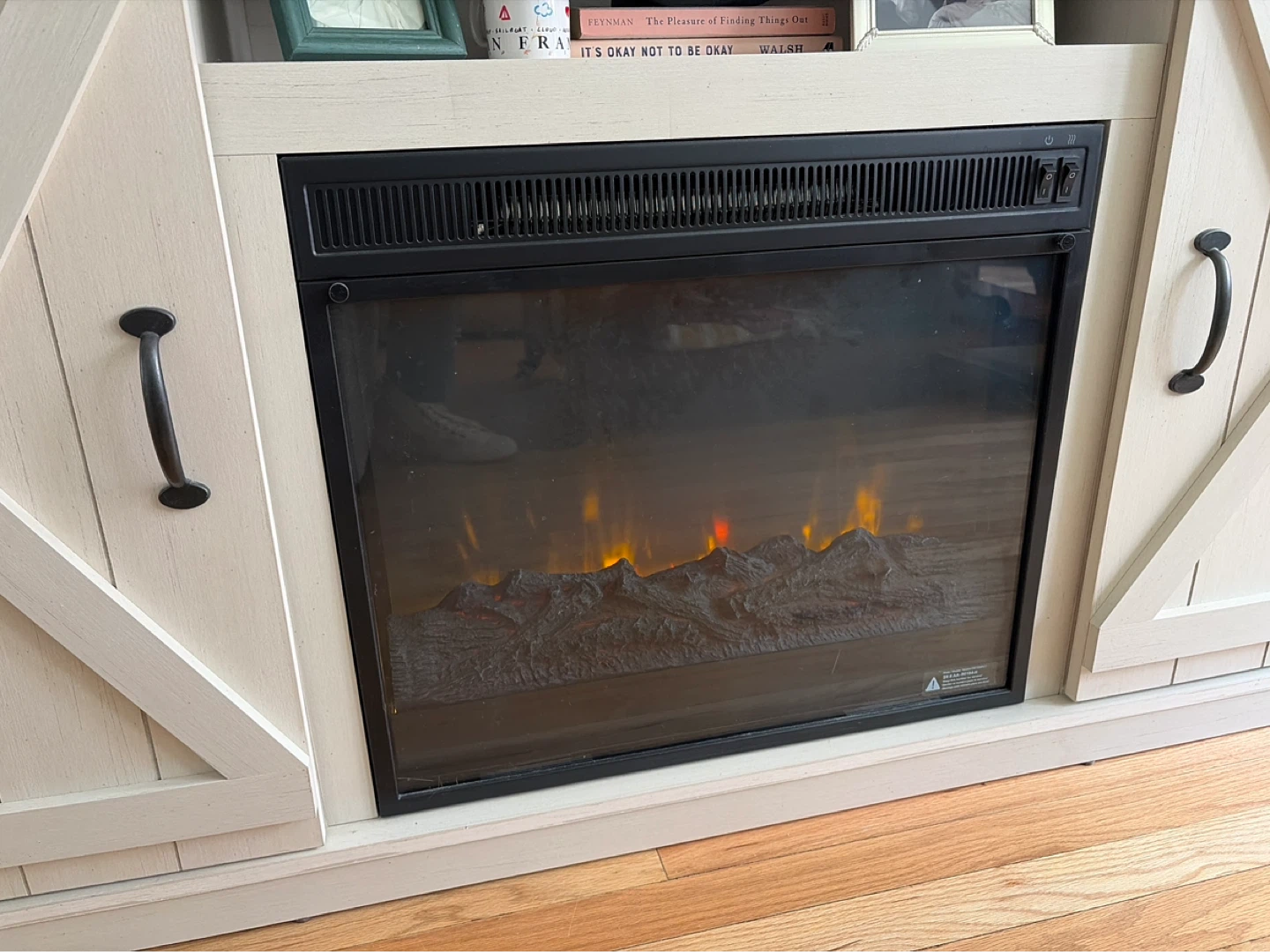 Farmhouse TV stand with fire place and storage - photo 3